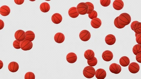 Basketballs fall in a looped animation while spinning Stock Footage 337815573