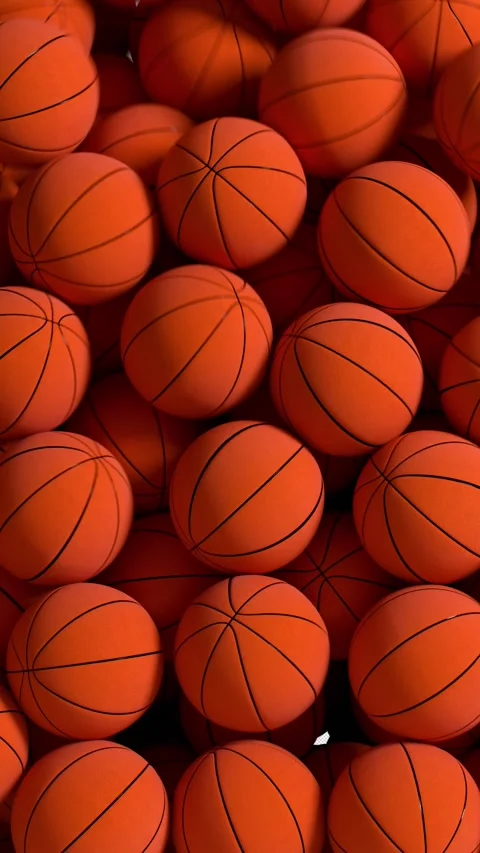 Basketballs Vertical Cascade Falling Transition Animation with Alpha Channel. 3D Видео 331280381
