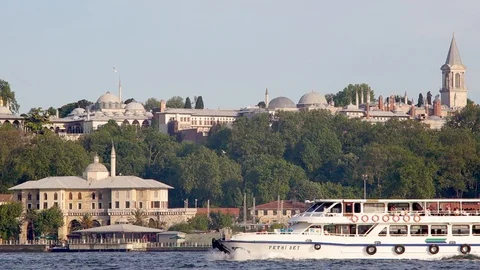 Basketmaker's Kiosk And Topkapi Palace, Istanbul, Turkey Stock Footage 89838240
