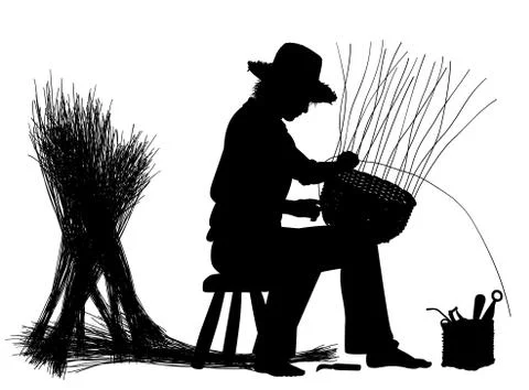 Basketry craftsman Stock Illustration