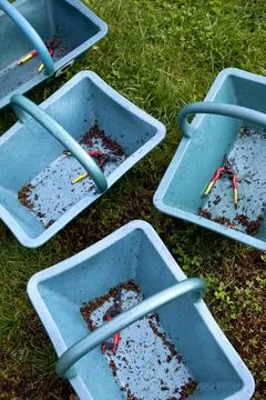 Baskets and shears Stock Photos