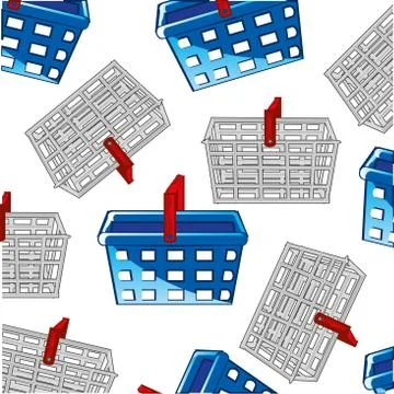 Baskets for buying in shop decorative pattern Stock Illustration