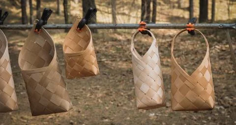 Baskets on clothespins Foto stock