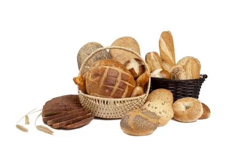 Baskets full of variety of bread Stock Photos