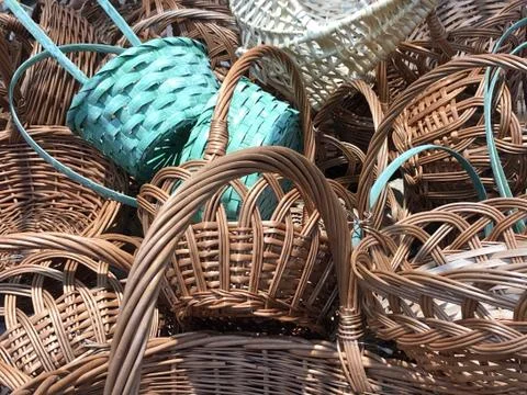 Baskets on the market Stock Photos