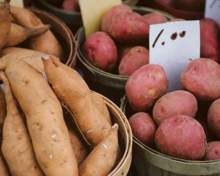 Baskets of Potatoes Stock Photos