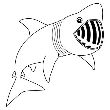 Basking Shark Isolated Coloring Page for Kids Stock Illustration