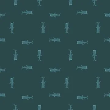 Basking shark seamless pattern in scandinavian style. Marine animals backgrou Illustrazione stock