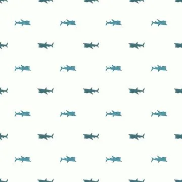 Basking shark seamless pattern in scandinavian style. Marine animals backgrou Illustrazione stock