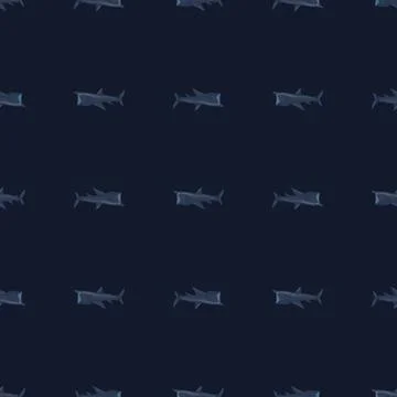 Basking shark seamless pattern in scandinavian style. Marine animals backgrou Stock Illustration