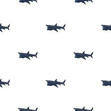 Basking shark seamless pattern in scandinavian style. Marine animals backgrou Stock Illustration