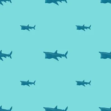 Basking shark seamless pattern in scandinavian style. Marine animals backgrou Stock Illustration