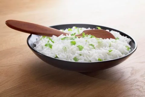 Basmati rice with coriander Stock Photos
