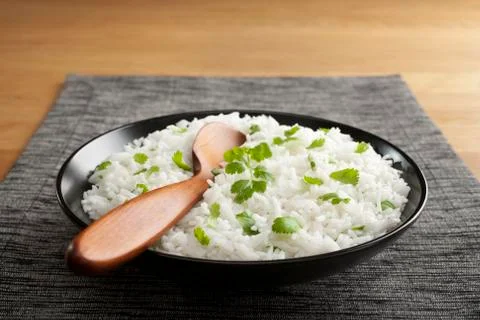 Basmati rice with coriander Stock Photos