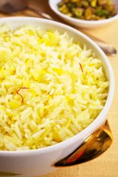 Basmati rice with saffron Stock Photos