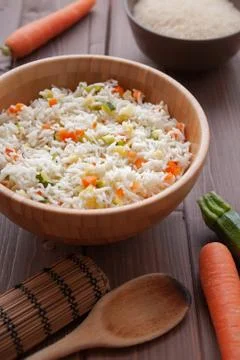 Basmati rice with veggies Stock Photos