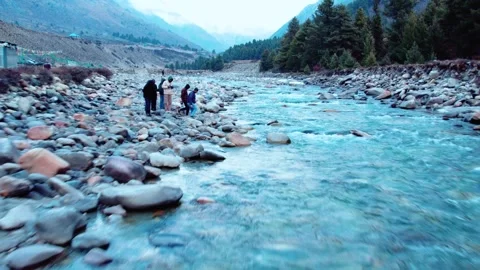 Baspa River Flowing Through Chitkul Village, India on 5th June 2025 Stock Footage 332604155