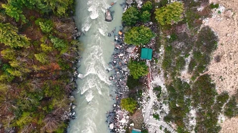 Baspa River Flowing Through Rocky Himalayan Terrain Video stock 329324714