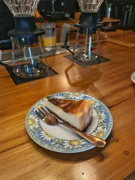 Basque burnt cheesecake Stock Photos