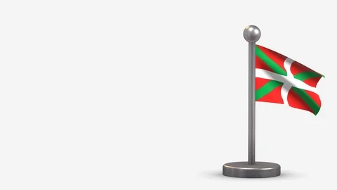 Basque Country 3D waving flag animation on tiny flagpole. Stock Footage 120788676