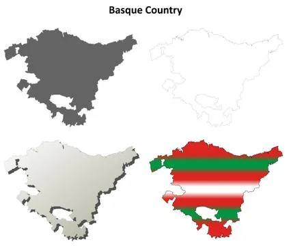 Basque Country blank outline map set - Basque version Stock Illustration
