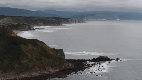 Basque Country coastline with cliffs and rough Cantabrian sea Stock-Footage 344270005
