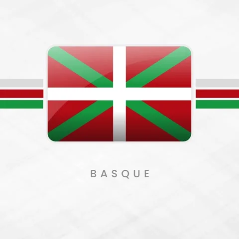 Basque Country Flag Button: Ikurrina 3D Vector Symbol of Euskadi National I.. Stock Footage 330949293