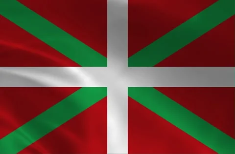 The Basque Country flag (Ikurria), featuring a red field with white and gre.. Stock Footage 328935509