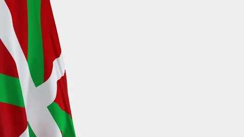 Basque Country Flag on Left Side, Waving Ikurria Symbol with Copy Space 스톡 동영상 333556366