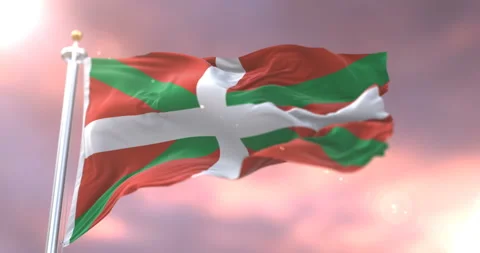 Basque country flag moving at sunset, loop Stock Footage 95286080