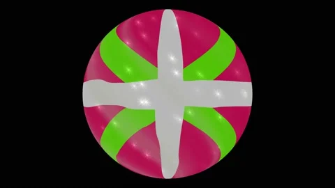 Basque Country flag in a round ball rotates. Flicker and shine. Animation loop Stock Footage 145857564