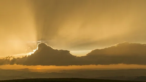 Basque country, thunder orange cloud, sunset timelapse Stock Footage 105375280