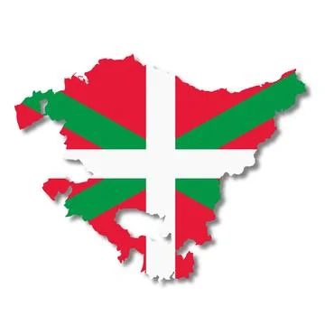 Basque flag map on white background 3d illustration with clipping path Stock Illustration