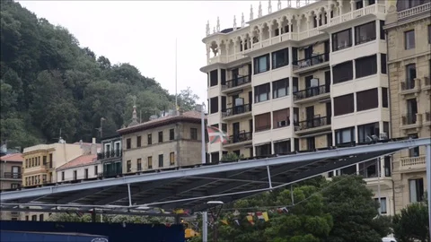 Basque flag in San Sebastian, Spain Stock Footage 91610009