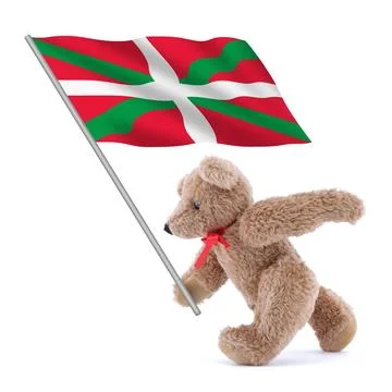 Basque Lands flag being carried by a cute teddy bear Stock Illustration