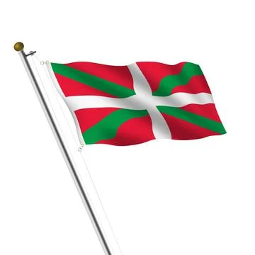 Basque Lands Flagpole 3d illustration with clipping path Stock Illustration