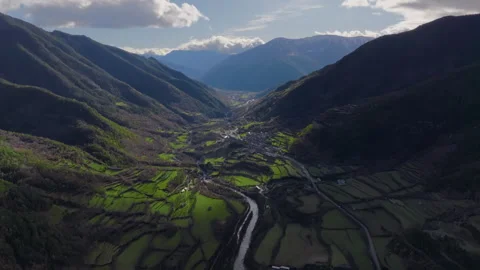 Basque valley terraced fields Stock Footage 270062469