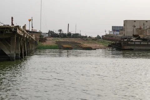Basra, Iraq - April 15, 2022: landscape photo of the tour in river in basra c Stock Photos