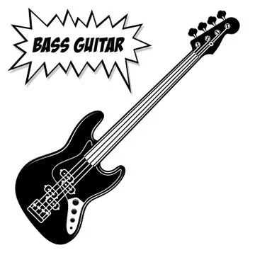 Bass guitar 4 strings. Stock Illustration