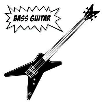 Bass guitar 4 strings. Stock Illustration