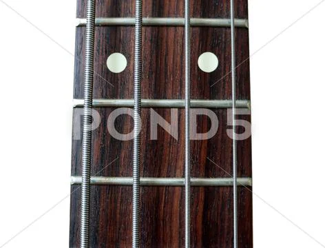 Bass Guitar Fretboard On White Background Stock Photos