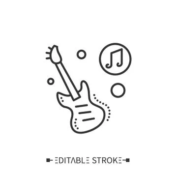 Bass guitar line icon.Editable vector illustration Ilustração Stock