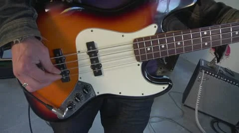 Bass guitar player Stock Footage 10920376