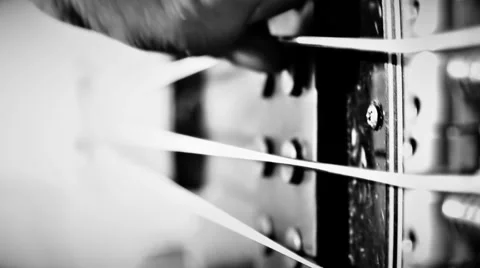 Bass Guitar Player Strings Vibrating Close Up Stock Footage 62452579