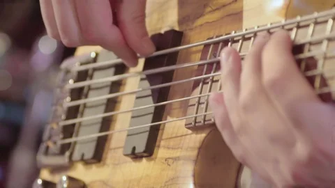 Bass Guitar On Stage Close Up Stock Footage 101848576