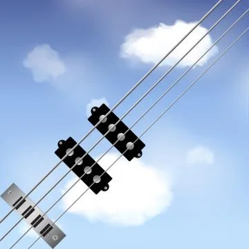 Bass guitar strings over sky Stock Illustration