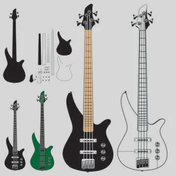 Bass Guitars Stock Illustration