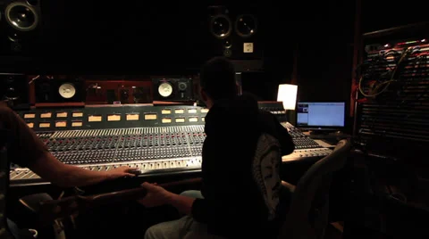Bass player and engineer Recording Studio As 23 Stock Footage 35327452