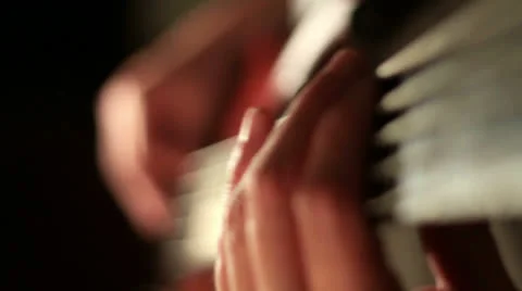 Bass player close up studio shot Stock Footage 24777792