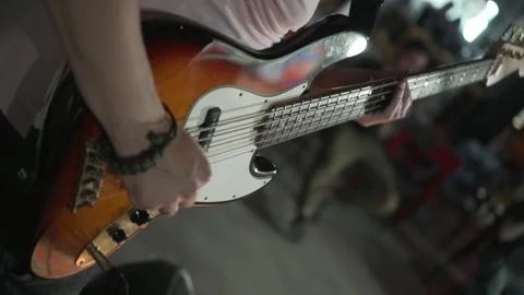 Bass player, hands close up Stock Footage 201339353